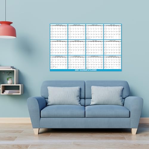Dry Erase Calendar for Wall - 2025 Yearly Wall Calendar, 23" x 35", JAN. 2025 - DEC. 2025, 12 Months Folded Yearly Wall Calendar, Calendar 2025 Erasable