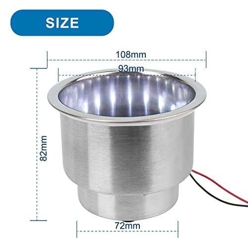 Pebbly Beach 4 Pack Boat Cup Holders,White Led Built-In Cup Holder Insert For Marine Boat,Yacht,Car,Truck,Camper,Rv,Seating #TOP1