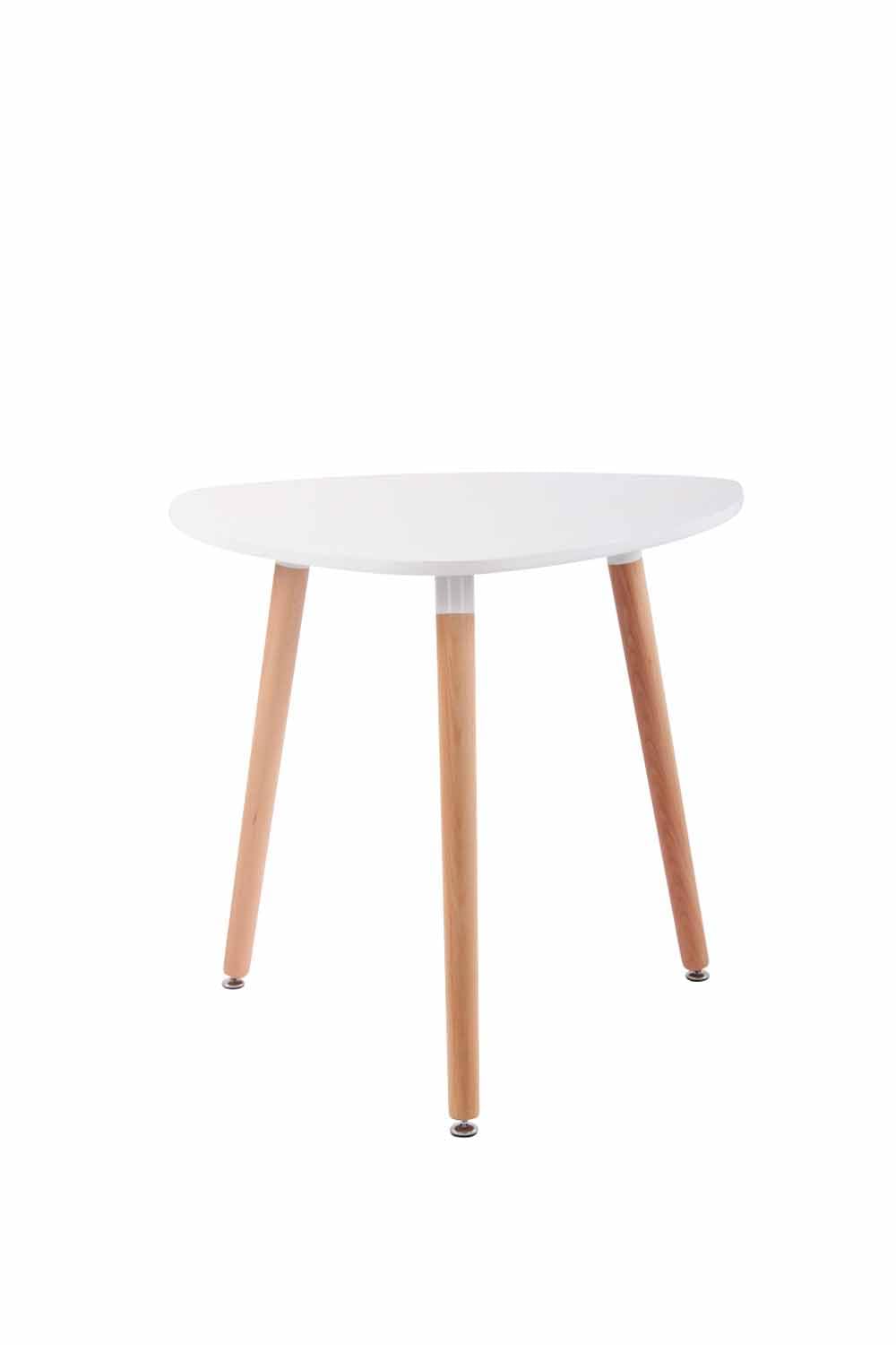 CLP Tavolo Cucina Scandinavo Abenra In MDF E Legno Di Faggio I Tavolino Bar Triangolare Moderno Con Piedini Regolabili Alt 75CM, Colore:bianco, Dimensione:80 cm