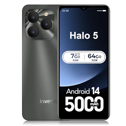 invens Halo 5 Smartphone Android Pas Cher, Téléphone Portable Sans Forfait, Grand Écran 6,52