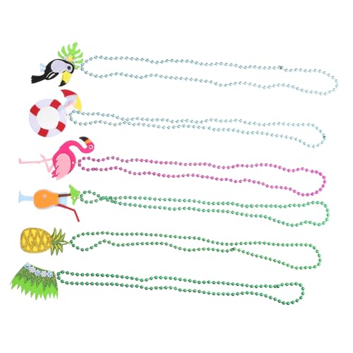 HOMSFOU 6 Piezas De Collar Hawaiano Lei Beach Luau Tropic Collar Con Colgante Hawaiano A Juego Para Collar Hawaiano De Moda Cadena De Cuentas Hawaianas Colgante De Cuentas Collar De