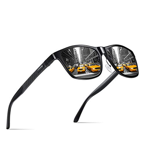 PINCOUR Men's Retro Metal Frame Driving Polarized Sunglasses Al-Mg Metal Frame Ultra Light