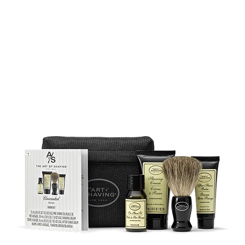 The Art of Shaving Shaving Kit for Men - 4 Elements of the Perfect Shave with Shaving Cream, Shaving Brush, After Shave Balm, & Pre Shave Oil, Unscented