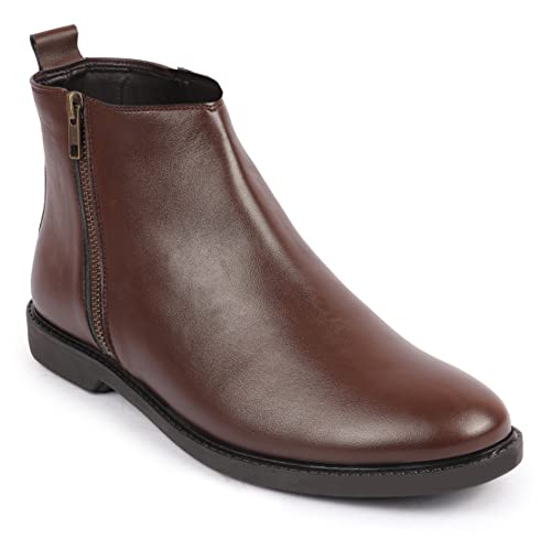 Image of FAUSTO Mens High Ankle Zipper Closure Chelsea Boots | Winter Riding Formal & Casual Style Shoes For Denim Outfits