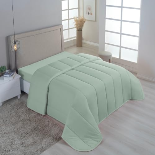 Edredom Solteiro Malha 100% Algodão Liso Dupla Face Com Viés (Verde Bebe)
