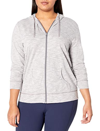 JUST MY SIZE Women's Plus Size Full Zip Jersey Hoodie, DADA Gray PE Heather, 28
