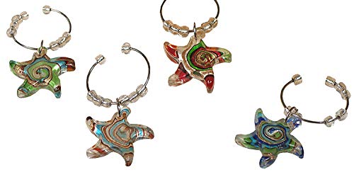 Murano Art Deco Collection Starfish Design Wine Charms C2814 Quantity of 1 by Cassiani