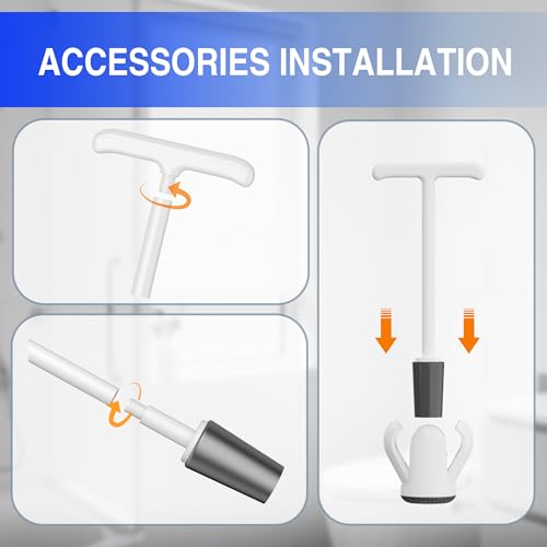 Image of Upgraded Toilet Plunger with Holder, Wall Mounted Toilet Bowl Plunger with Hideaway Caddy, Dual Handle Plunger for Bathroom Built-in Drip Tray