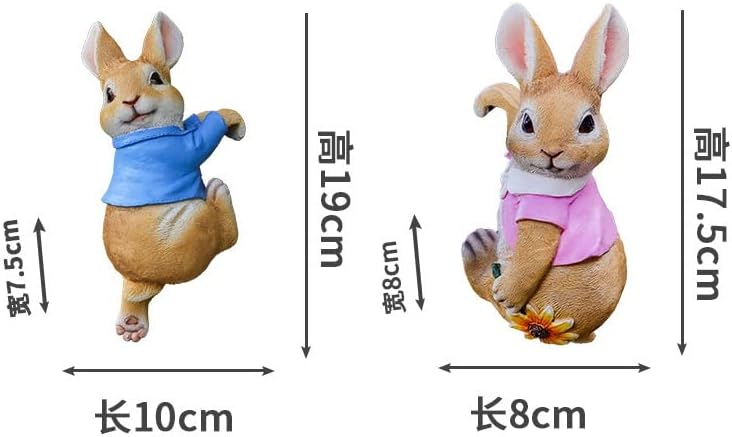 Rabbit Figurines Hanging Animal Statue, Mini Garden Statues Hanging Bunny, Creative Hanging Resin Rabbit Flower Pot Hugger Planter Edge Decor for Yard Home Garden Patio and Office (2PCS)