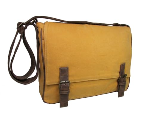Bolsa Pasta Transversal Carteiro Notebook Laptop em Lona Masculino Feminino (Amarelo)