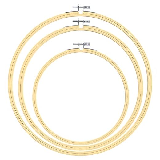 Caydo 3 Pieces Embroidery Hoop Set 2.5 inch to 6 inch Bamboo Cross Stitch Hoop Circle Embroidery Rings for Embroidery, Cross Stitch, Craft Sewing