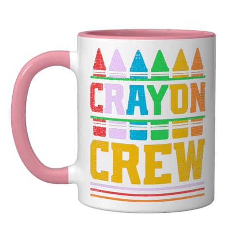 Crayon Crew Taza de Cerámica Rosa/Blanco 11 Onzas miniatura 1