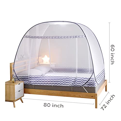 Jsanh Mosquito Net For Bed Large Pop Up Mosquito Netting With Bottom For Twin Queen King Size Bed Foldable Mosquito Nets For Baby Adults 80 X 72 X 60 Inch #TOP1