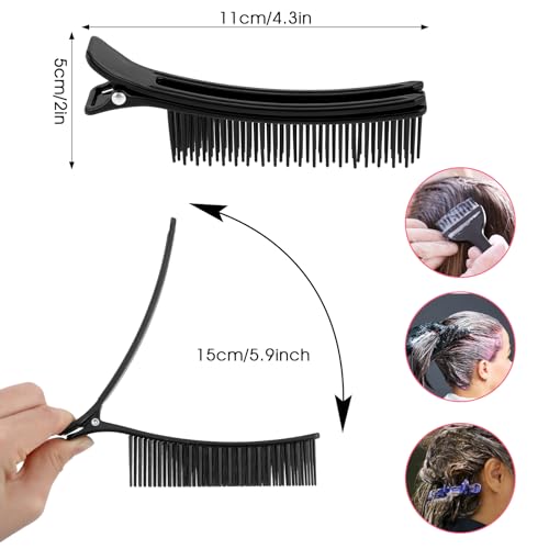 2 Pcs Hair Sectioning Clips, Hair Clips for Styling Sectioning Professional Sectioning Grip Hair Clips Comb Hair Styling Accessories for Salon Home Hair Cutting Coloring (Black) - Image 3
