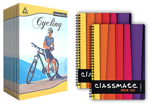 Image of Classmate Long Notebook, Single Line (Pack of 6) Soft Cover 6 Subject Spiral Binding Notebook, Single Line