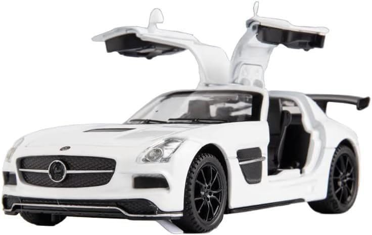 Image of 1 /32 Merceedes Benz SLS AMG GT Future Model Car - Exclusive Alloy Metal Pullback Toy with Openable Doors, Lights, and Music for Kids (1:32 Merceedes SLS- White)