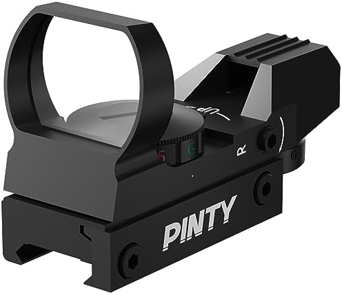 Pinty Red Green Dot Sight Reflex Tactical Riflescope 4 Reticle Patterns with 20mm Free Mount Rails