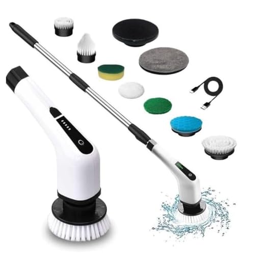 Escova Elétrica de Limpeza Multiuso 9 em 1, MOP 360° Recarregável, com Acessórios e Haste Ajustável