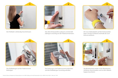 Schellenberg 50000 Einlasswickler Maxi für Rollladengurte mit 23 mm Breite und 5,6 m Länge, Lochabstand 13,5 cm, Rolladengurt aufwicklen Unterputz