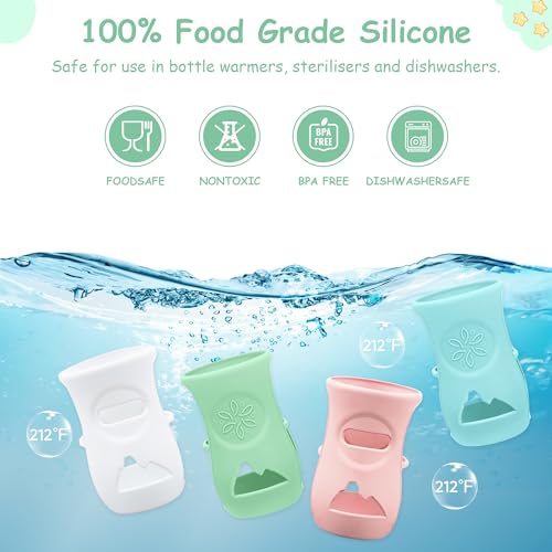 4 Pack Silicone Sleeves for Philips Avent Glass Natural Baby Bottles 8oz, Anti Breakage Baby Bottle Sleeve for Philips Avent Glass Bottles, BPA Free Baby Bottle Holder, Dishwasher/Heaters Safe