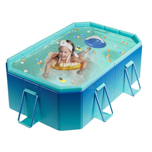 60' Non-Inflatable Foldable Swimming Pool for Family, Portable Above Ground Pool for Adults & Kids,...