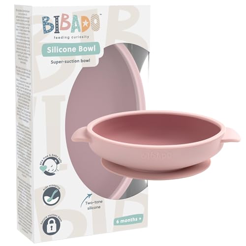 Bibado - Silicone Baby Bowl (Blush) - Stay Put Suction Bowl - Oval Shape - First Meals & Snacks - Durable, Dishwasher & Microwave Safe, BPA Free - Medical Grade - Baby Essentials - 6 Months to 3 Years