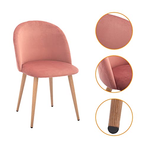 Canglong Mid Century Modern Kitchen Velvet Upholstered Accent Leisure Chairs,Set Of 2,Pink #TOP4