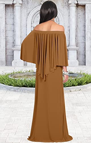 Image of KOH KOH Womens Strapless Off Shoulder Flattering Cocktail Maxi Dress Gown