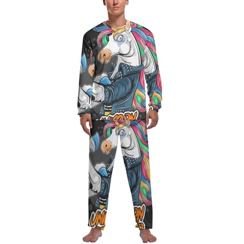 Pyjama homme Licorne Rock ensemble haut et bas : idée cadeau originale de nuit
