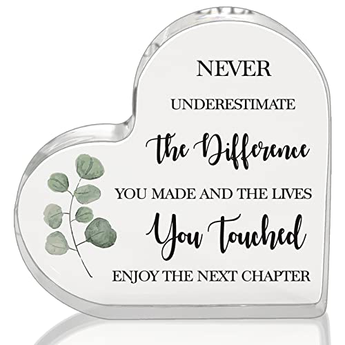 Coworker Gifts For Women Men, Never Underestimate The Diffefence, Retirement Gifts New Job Leaving Gifts For Coworker Boss Leader Colleague Friends Acrylic Heart Keepsake #TOP7