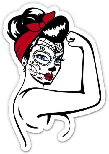 Rosie Sugar Skull Mama Stickers - 2 Pack - Waterproof Vinyl for Car, Phone, Water Bottle, Laptop - Mexican Day of The Dead Girl Decals (2-Pack)
