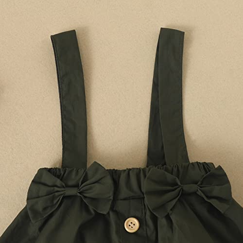 Newborn Baby Girls Clothes Ruffle Romper Long Sleeve Onesies Floral Suspender Infant Skirt Set Overall Dress Fall Outfit (Green Leaves, 12-18 Months) #TOP5