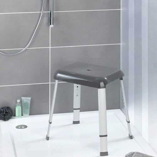 Verstellbarer Duschhocker - Sicherheitshocker für Badewanne, belastbar bis 130 kg, aus Polypropylen, 50,5 x 42-52 x 39,5 cm, Grau