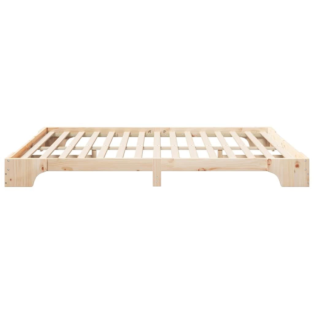 Marco de Cama en el Suelo de Madera Maciza de Pino Marrón Estructura de Perfil Bajo para Dormitorio Moderno Minimalista Ensamblaje Sencillo y Diseño Espacioso para Máximo