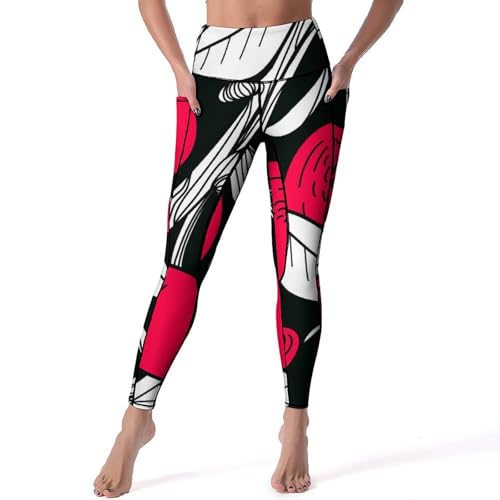 Pantalon de sport femmes anti-frottement cerise rouge taille haute S