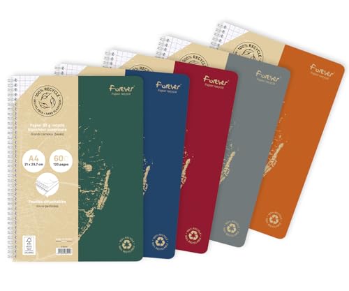 Clairefontaine Forever 68401C Un Cahier à Spirale 100% Recyclé - A4 21x29,7 cm - 120 Pages...
