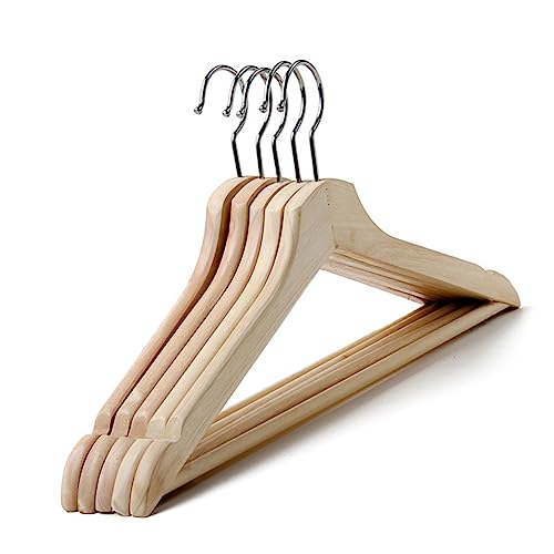 Cabilock Luxury Solid Wood Suit Hangers Wooden Coat Hangers Anti-Hooks Non-Slip Bar for Storage