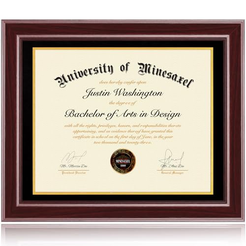 Minesaxel 16x20 Diploma Frames 14x17 with Black Mat - Cherry Red Wood Finish | Shatter-Resistant Glass | for Wall Mounting | Gift for Graduations & Professional Certificate (1 Pack)