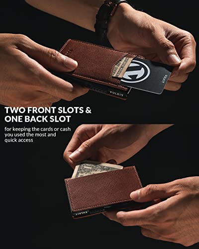 VULKIT Credit Card Holder Leather Card Wallet RFID Blocking Automatic Pop Up Business Card Case for Cards & Notes