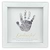 The grandparent gift company white shadowbox frame 6 x 6 table or shelf frame with dedicated sentiment baby handprint dedication gifts  urban country home decor