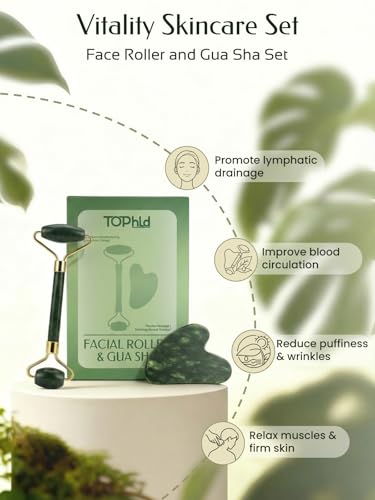 Face Roller & Gua Sha Facial Tools, Face Massager for Self Care, Jade Roller for face, Jawline Sculpting and Puffiness Reducing - Image 3