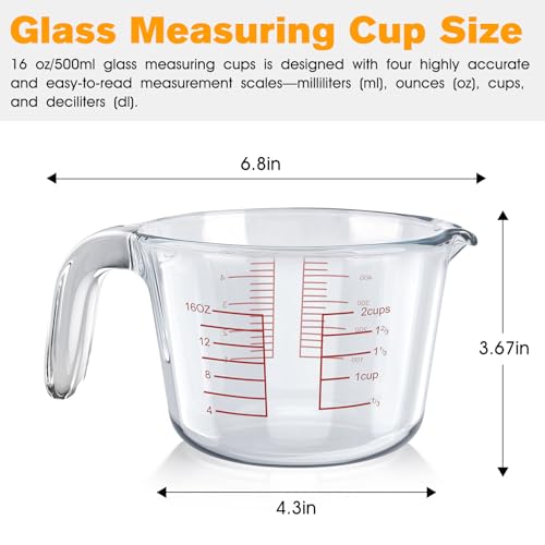 Vaso medidor de vidrio borosilicato 500 ml con asa miniatura 3