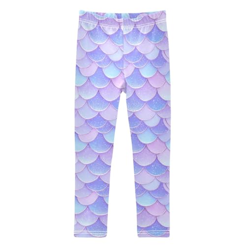 Girls Leggings Soft Toddler Ankle Length Bottoms Mermaid Scales Kids Dance Yoga Pants 4-10 Years