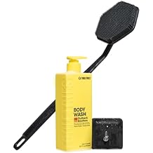 TOOLETRIES Back Scrub Kit - Silicone Back Scrubber & Storage Hook, Superior Lather Mens Body Wash - Bathroom & Shower Toiletries for Men, Travel Essentials