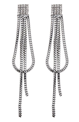 Boucles d'oreilles clips - Plaqué gris avec des cristaux et des brins - Daron par Bello London