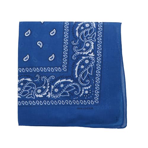 Motique Accessories 22 Inch Cotton Paisley Bandana - Royal Blue