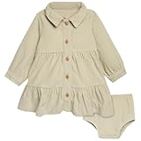 Modern Moments by Gerber Baby Girls' Corduroy Dress Set, Sage, 6-9 Months