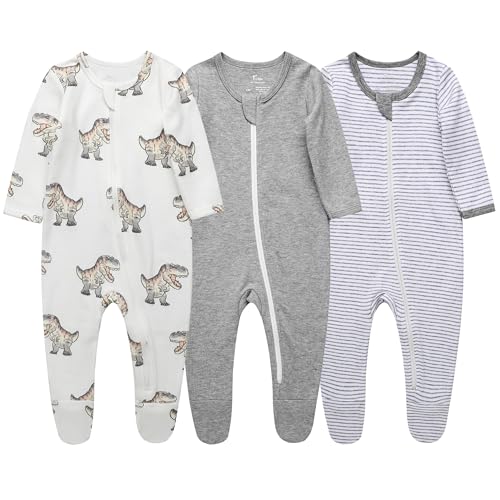 Image of O2 BABY Baby Boys Girls Organic Cotton Zip-Front Sleeper Pajamas, Footed Sleep 'n Play