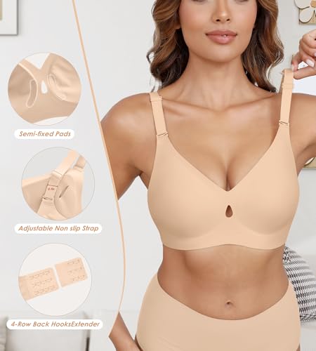 DEANGELMON Bras for Women No Underwire Wireless Push Up Bras - Seamless Full Coverage Bralettes Comfortable Everyday Bra4