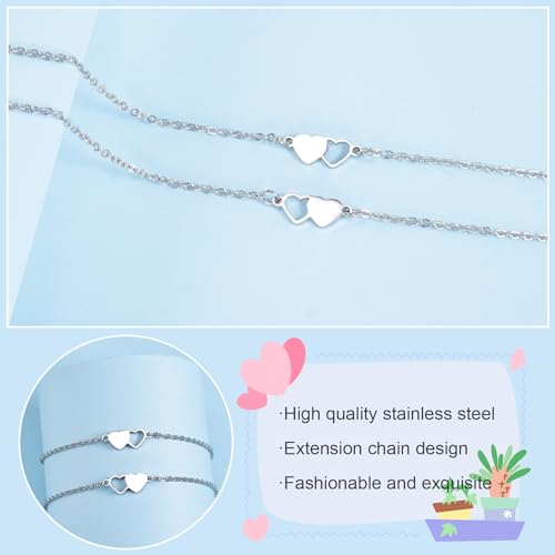 VU100 2/3Pcs Mother Daughter Bracelets Gifts for Mom Daughter Mommy and Me Matching Heart Bracelet for Women Mothers Day Birthday Christmas3
